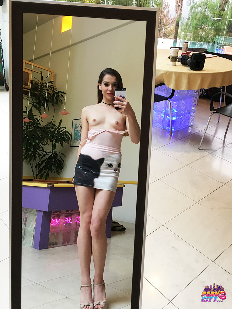 Kasey Warner, Brad Knight, BJ, Blowjob, Brunette, Deepthroat, Small Tits, PervCity, BTS
